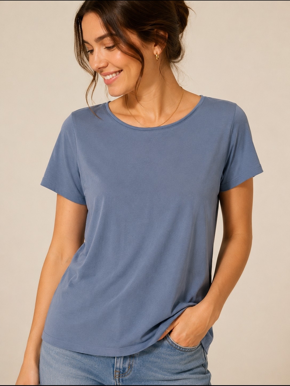 St. John's Bay Short Sleeve Tee in Dusty Blue